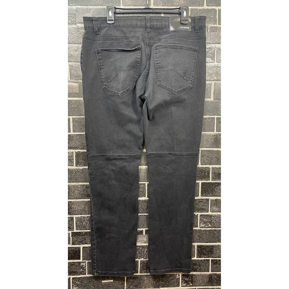 VTG Rocawear Y2K Men's Jeans 36/32 Tag 38/34 Distressed Stretch Denim Moto Knee